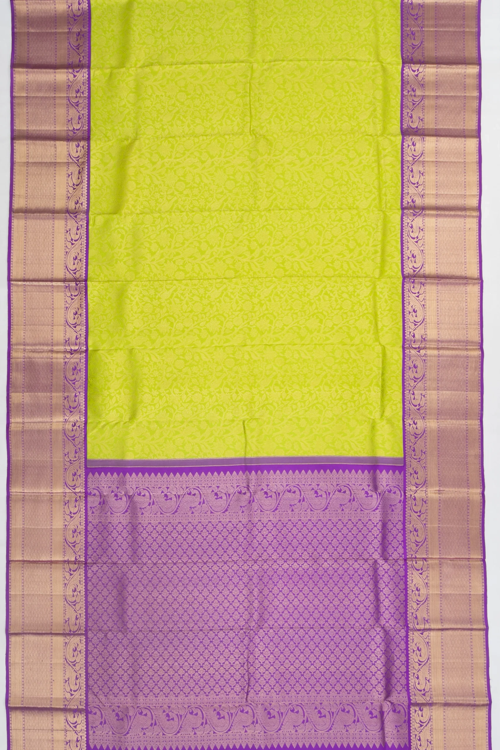 Parrot Green Kanchipuram Silk Saree - Image 3