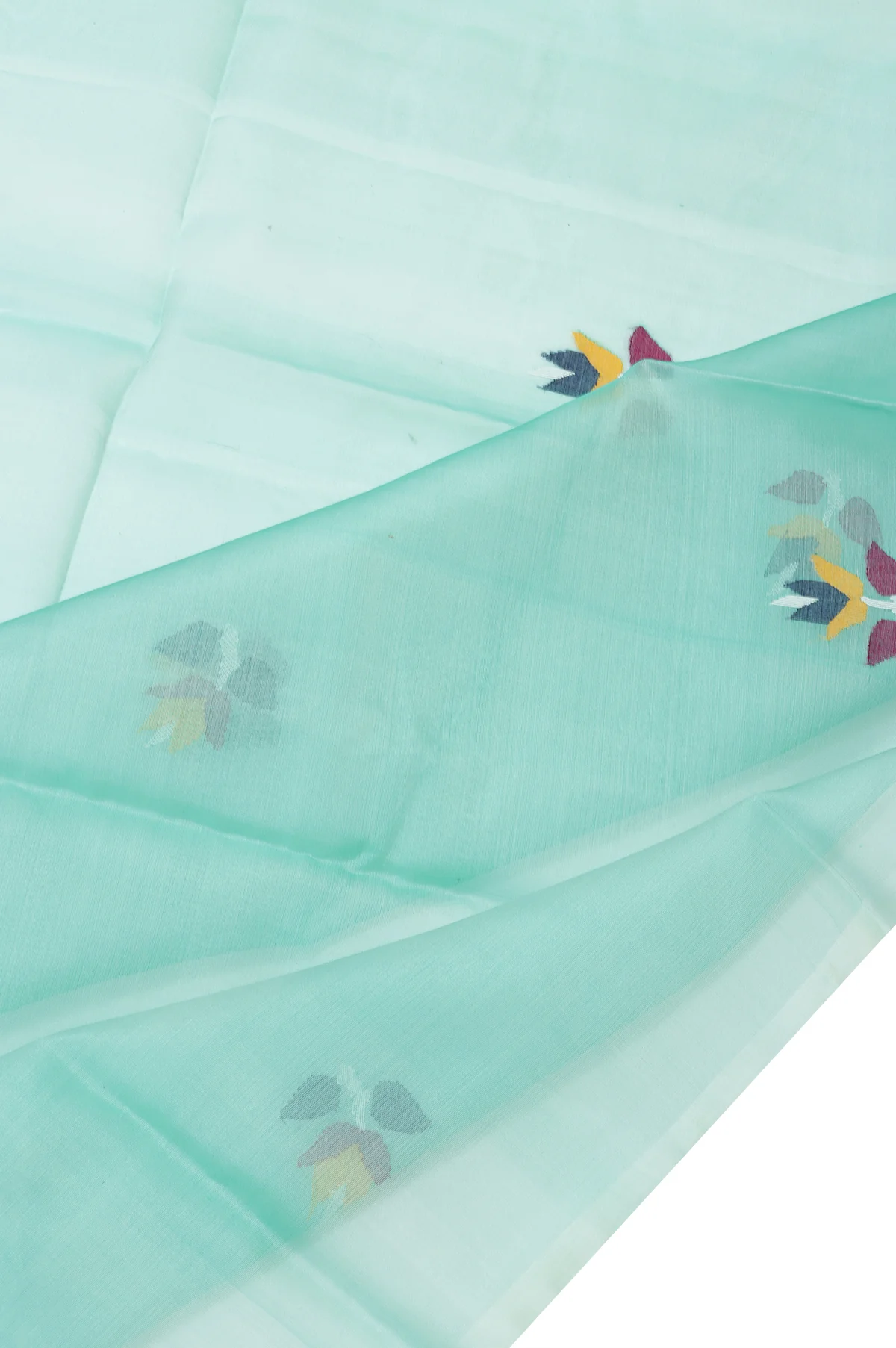 Sea Green Bengal Jamadani Saree - Image 3