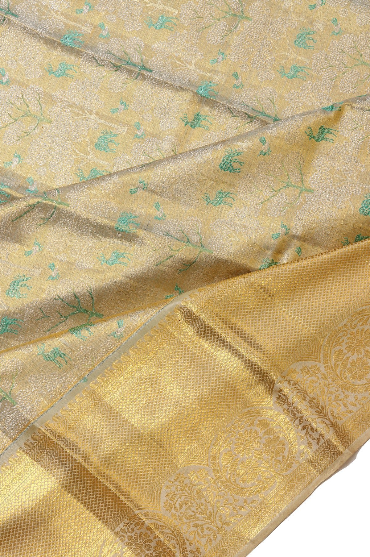 Sandal Kanchipuram Tissue Silk Saree - Image 5