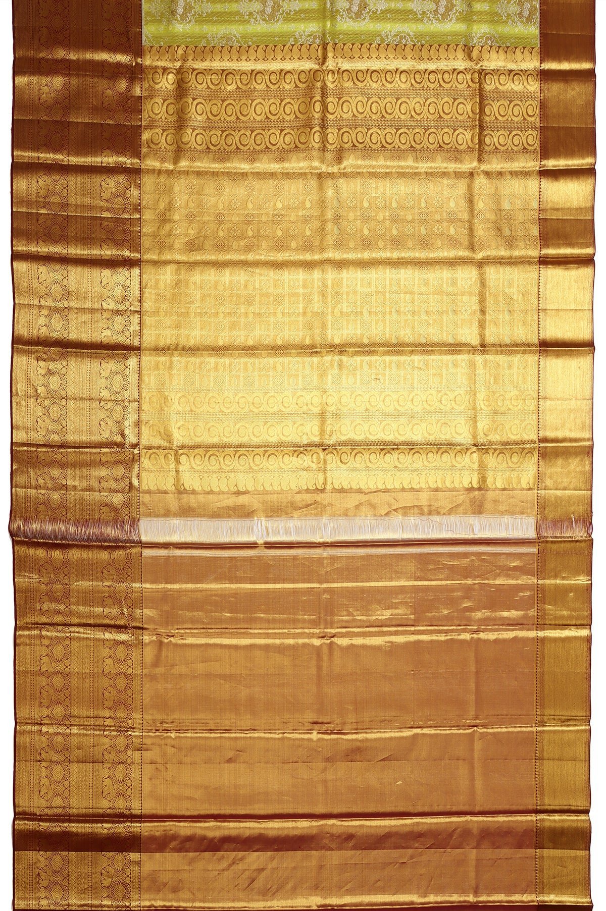 Parrot Green Kanchipuram Tissue Silk Saree - Image 5