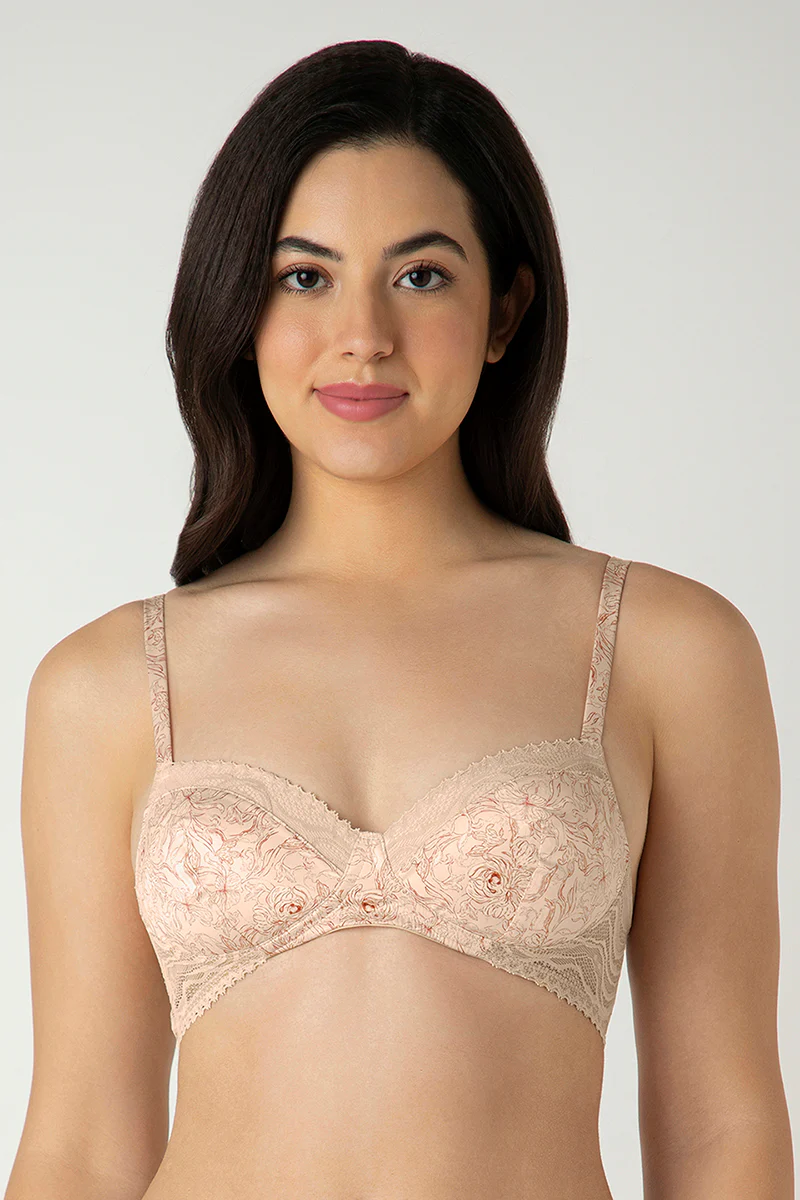 DELICATE BLOOM PRINT Demure Padded Non-Wired Demi Bra - Image 2
