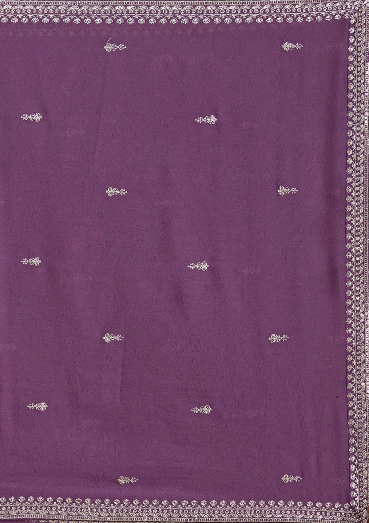 Lavender Zariwork (Silver) Soft Raw Silk Readymade Lehenga - Image 10