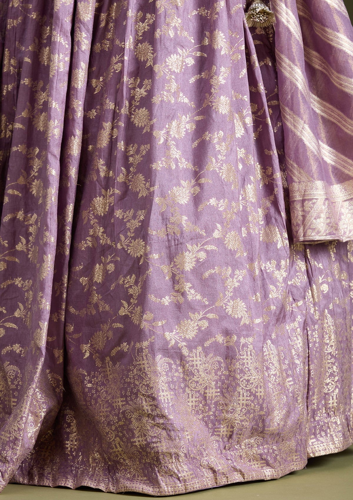 Sequins Soft Raw Silk Readymade Lehenga - Image 9