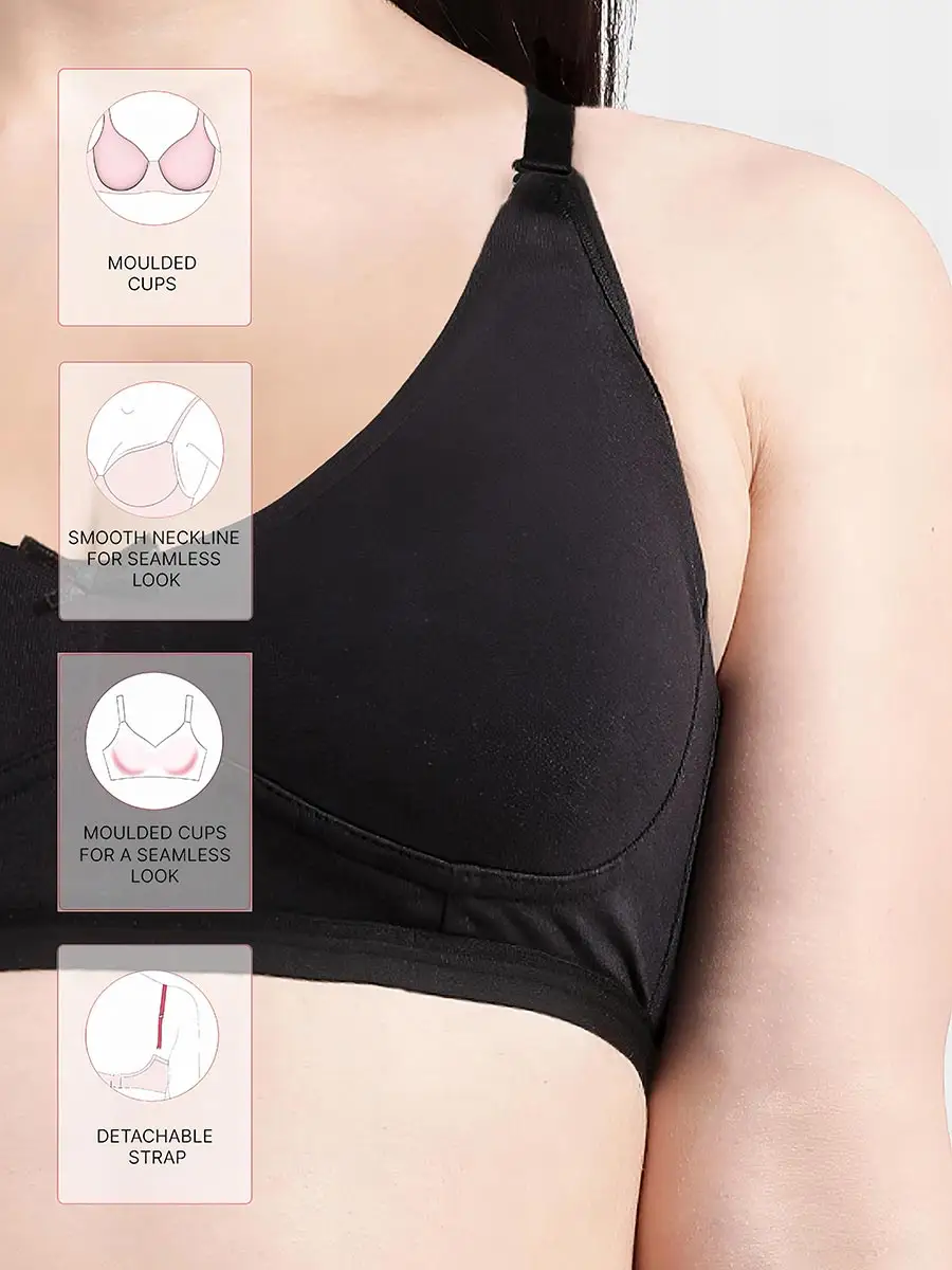 Susie Black Beauty Solid Full Coverage Moulded Everyday Bra - Image 3