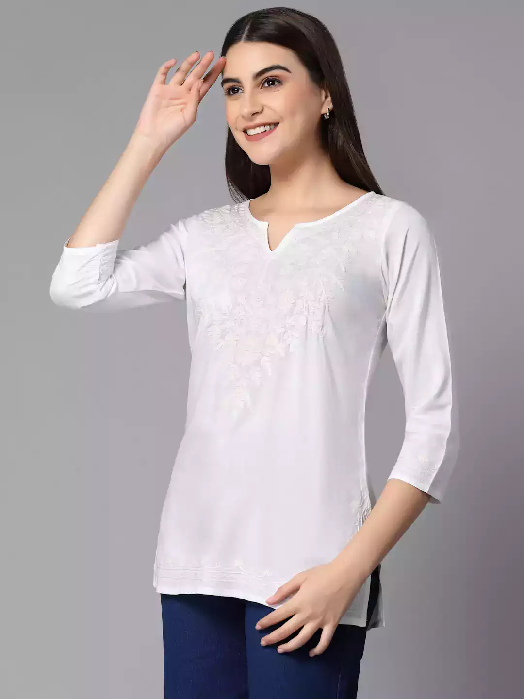 Zahra White Short Kurti - Image 6