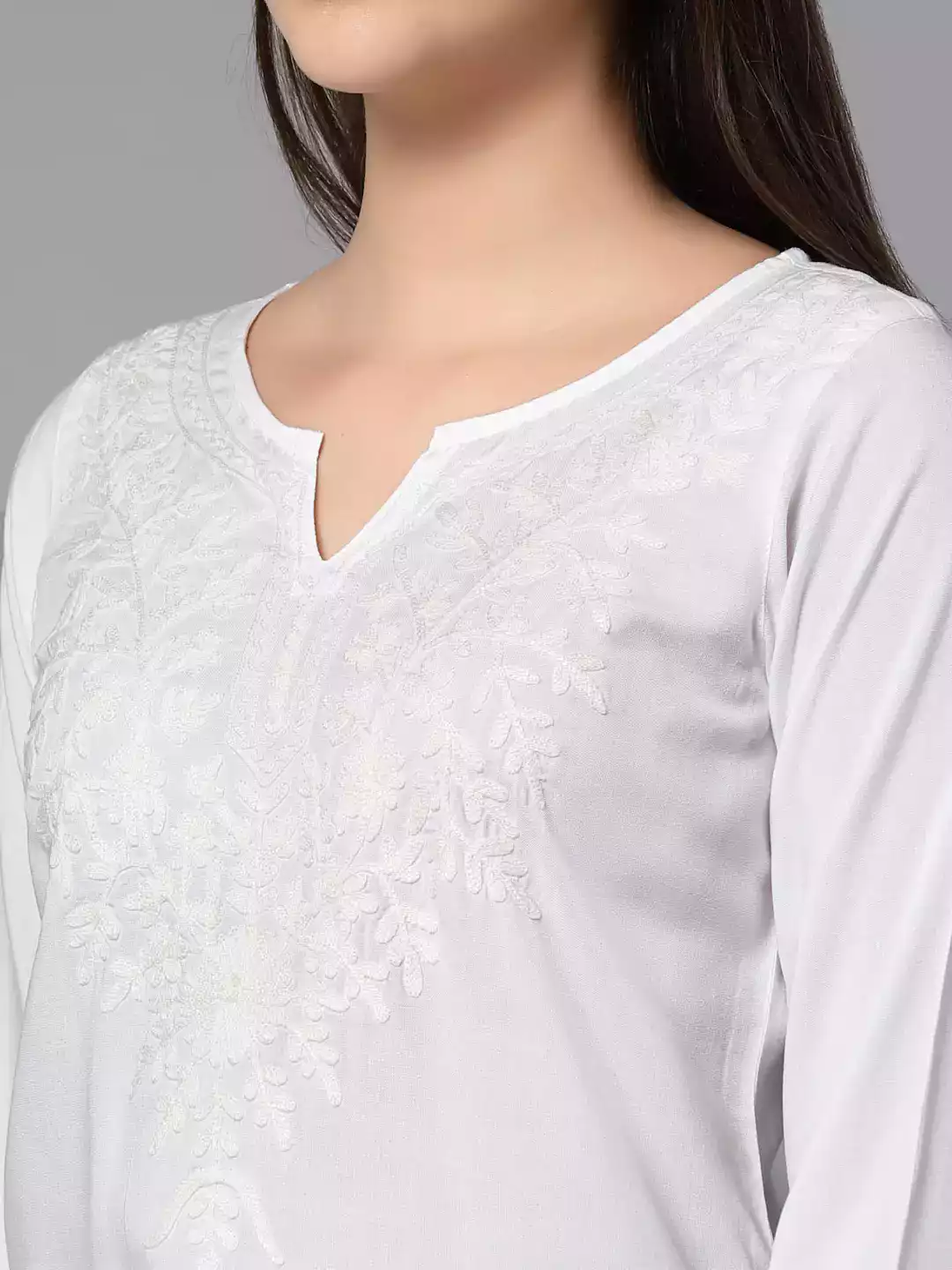Zahra White Short Kurti - Image 2