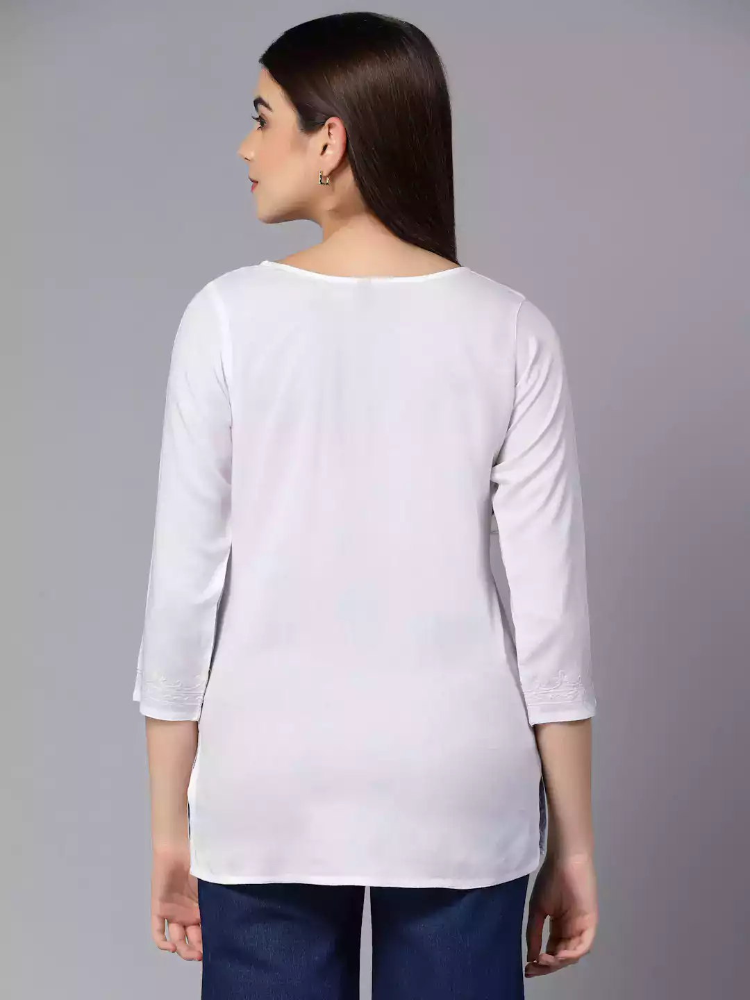 Zahra White Short Kurti - Image 5