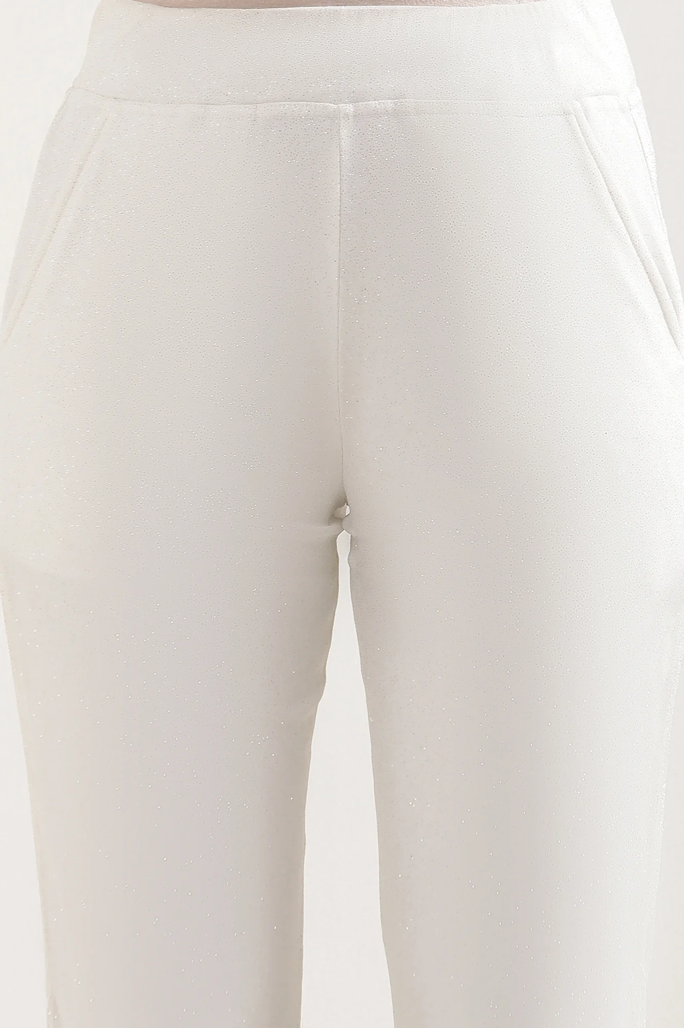 White Lace Insert Pintuck Trousers - Image 7