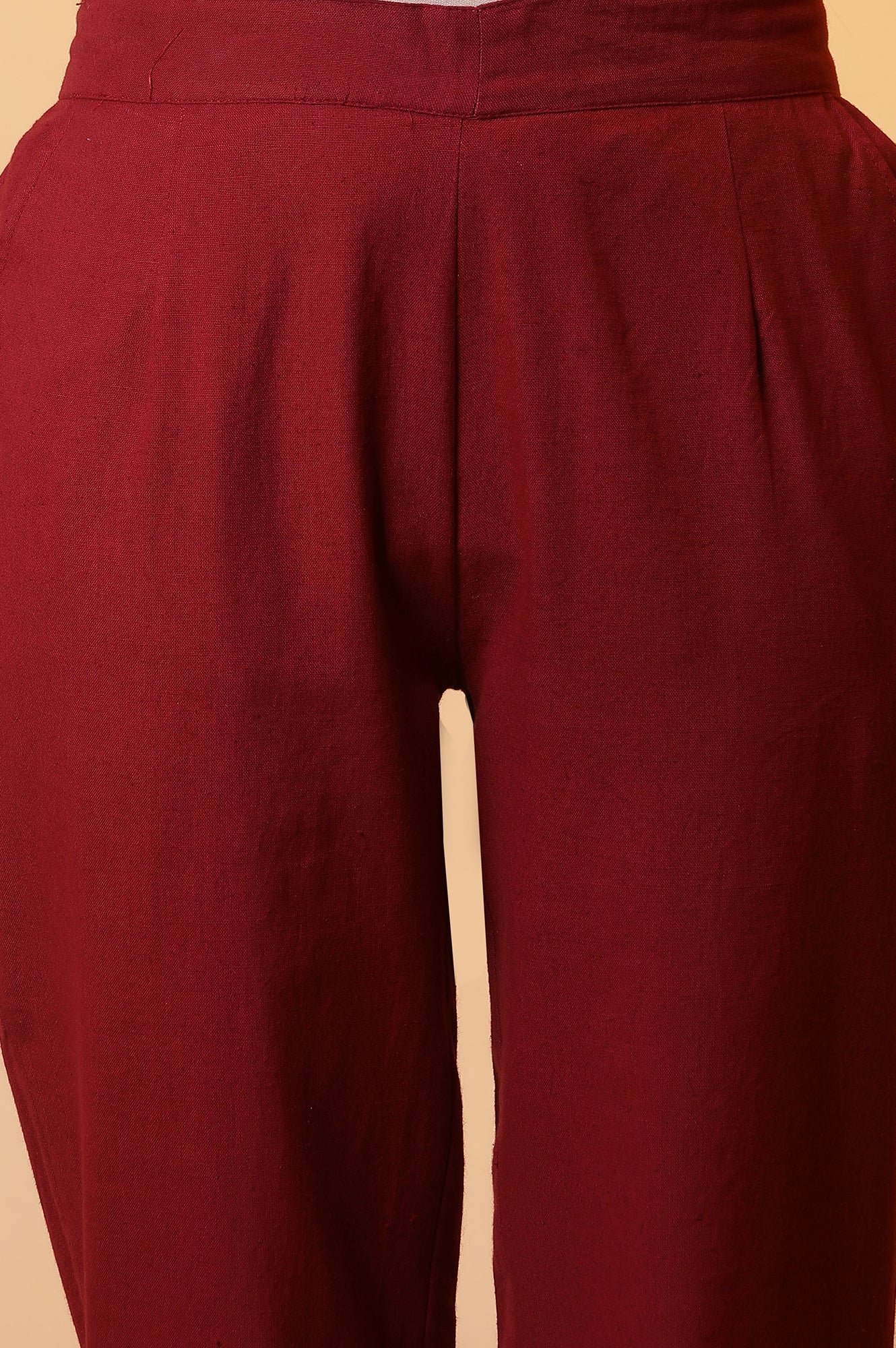 Maroon Lace Insert Pintuck Trousers - Image 8