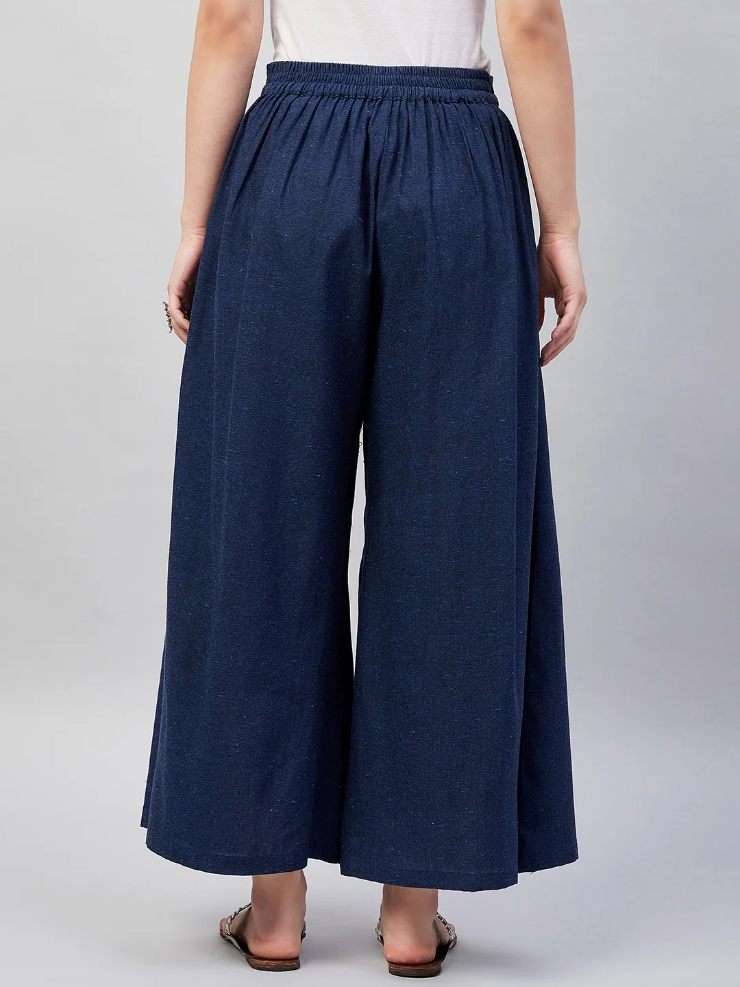 Navy Blue Smart Casual Handloom Palazzo - Image 6