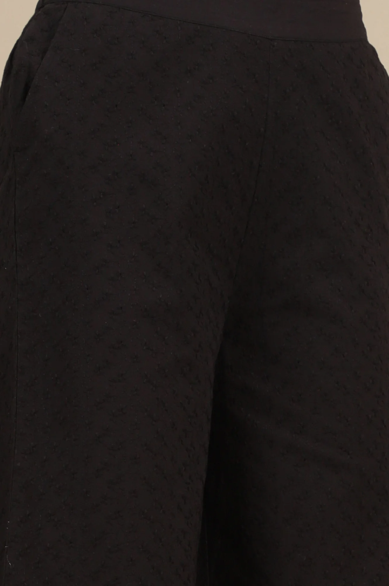 Schiffli Embroidered Pure Cotton Flared Palazzo Pants - Image 7