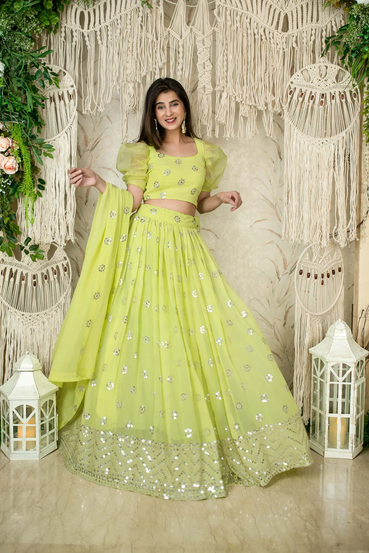 Monochrome Pastel Green Lehenga - Image 6