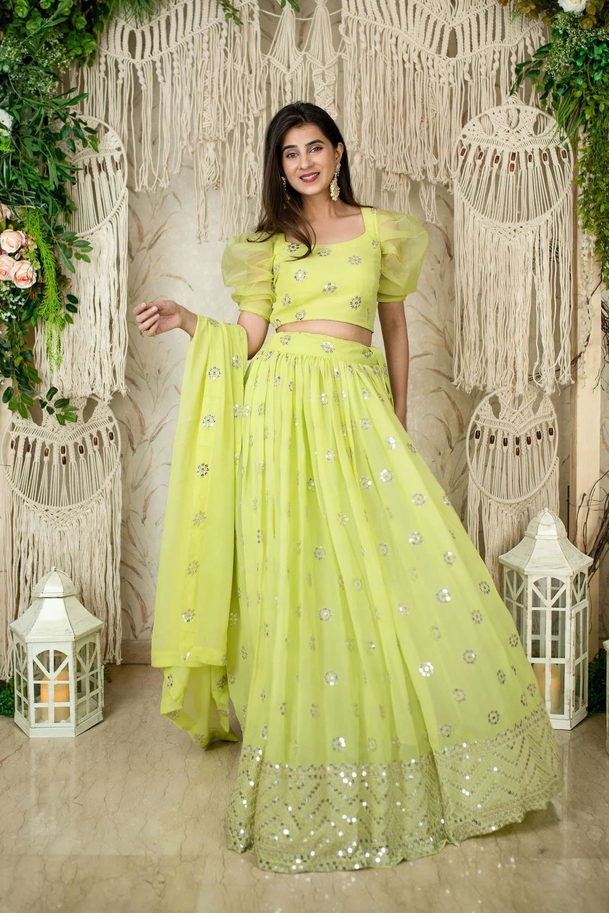Monochrome Pastel Green Lehenga - Image 3