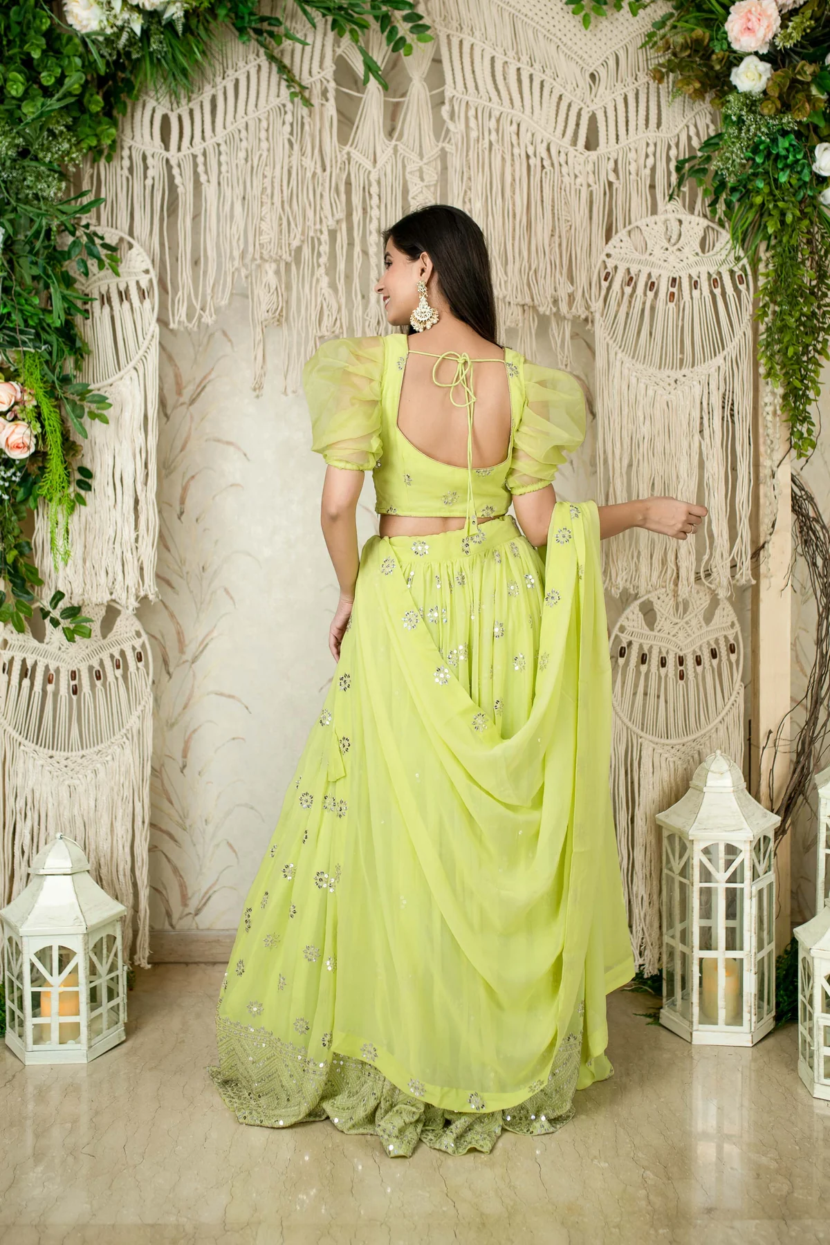Monochrome Pastel Green Lehenga - Image 7