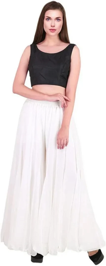 Women Flared Red Georgette Trousers